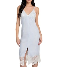 Guess Aria Sleeveless Lace Trimmed Denim Sheath Midi Dress