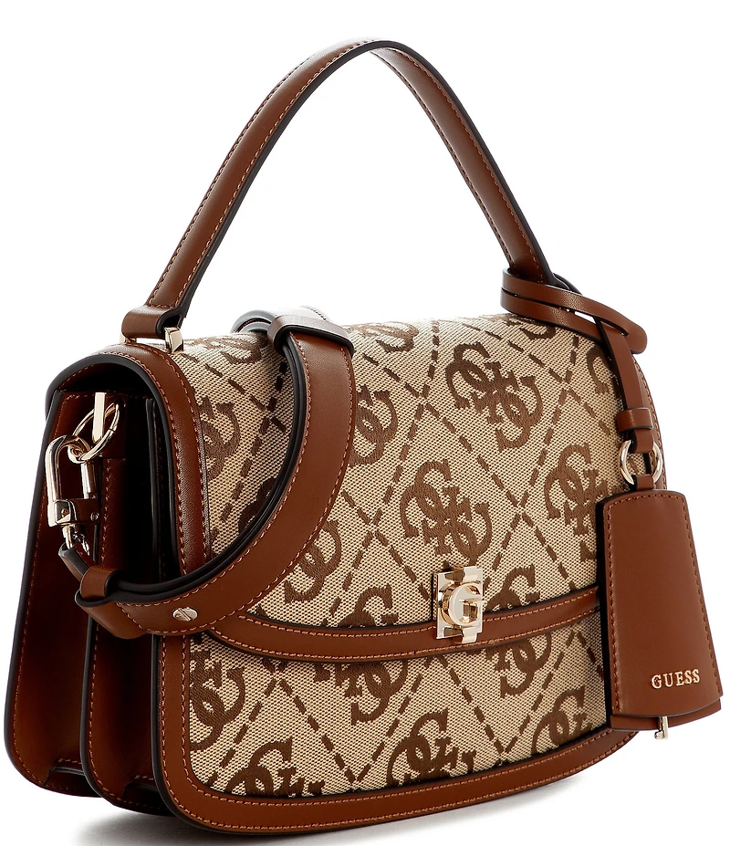 Guess Audrey Jacquard Logo Convertible Flap Handle Crossbody Bag