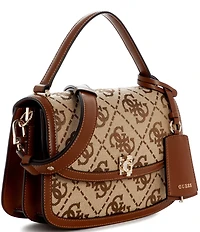 Guess Audrey Jacquard Logo Convertible Flap Handle Crossbody Bag