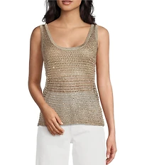 Guess Ava Sleeveless Sequin-Embellished Open-Stitch Tank Top
