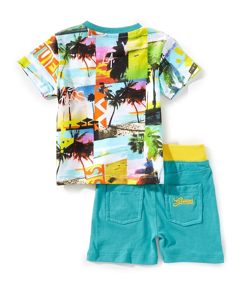 Guess Baby Boys Short Sleeve Postcard-Printed T-Shirt & Coordinating Pull-On Shorts Set