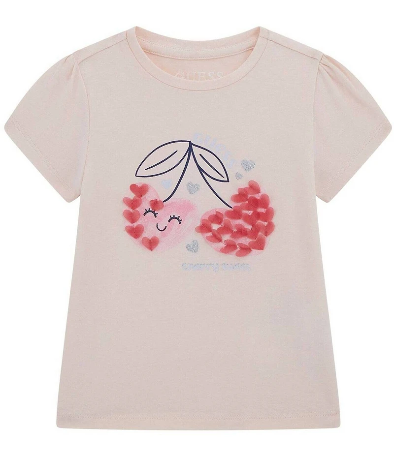 Guess Baby Girls Short Sleeve Graphic Heart Cherries T-Shirt