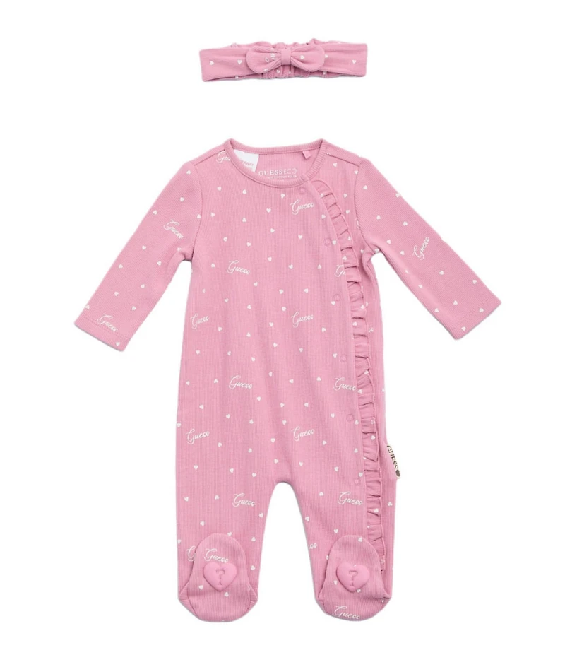 Guess Baby Girls Logo Heart Footie