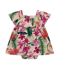 Guess Baby Girls Short Sleeve Tropical Print Dress Bodysuit