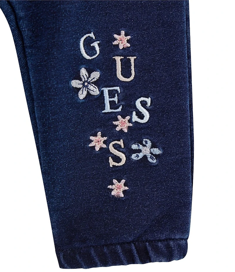 Guess Baby Girls Long Sleeve T-Shirt & Knit Denim Pants Set