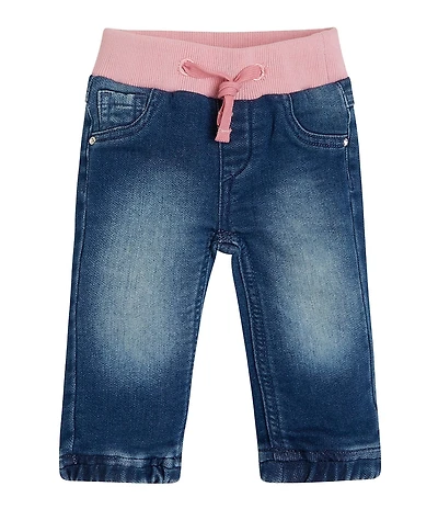 Guess Baby Girls Ribbed-Waist Denim Jogger Pants