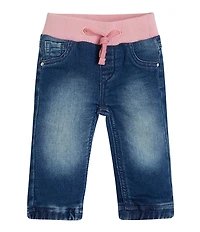 Guess Baby Girls Ribbed-Waist Denim Jogger Pants