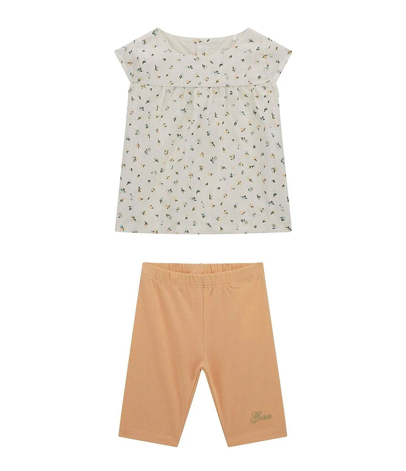 Guess Baby Girls Short Sleeve Ditsy Floral Printed Top & Legging 2-Piece Set