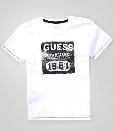 Guess Big Boys Short Sleeve Solid Graphic Print T-Shirt