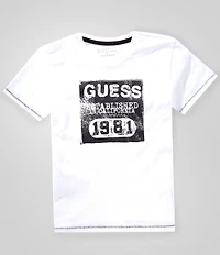 Guess Big Boys Short Sleeve Solid Graphic Print T-Shirt