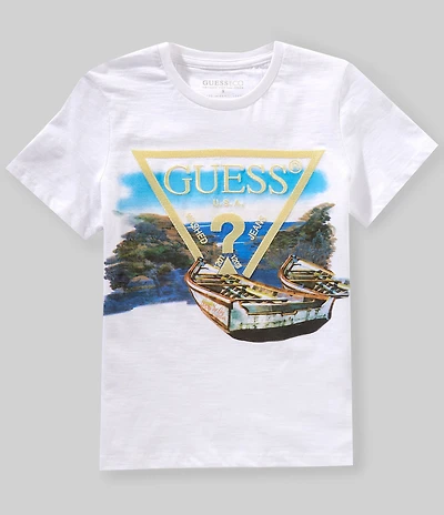 Guess Big Boys Short Sleeve Embroidered Triangle Boat Graphic T-Shirt