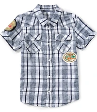 Guess Big Boys Short Sleeve Fancy Check Plaid Shirt