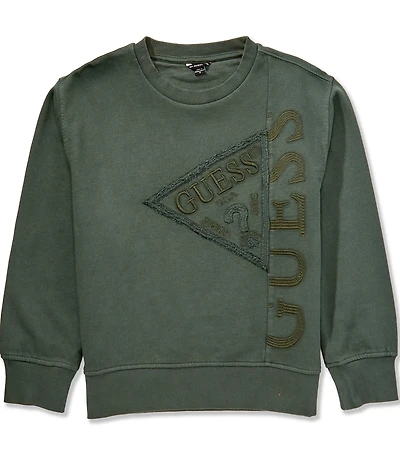 Guess Big Boys Long Sleeve Crewneck Embroidered Pullover
