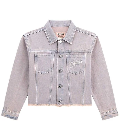 Guess Big Girls Long Sleeve Rigid Denim Collared Jacket