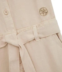 Guess Big Girls Short Sleeve GMT Dye Tencel Twill Belted Jumpsuit