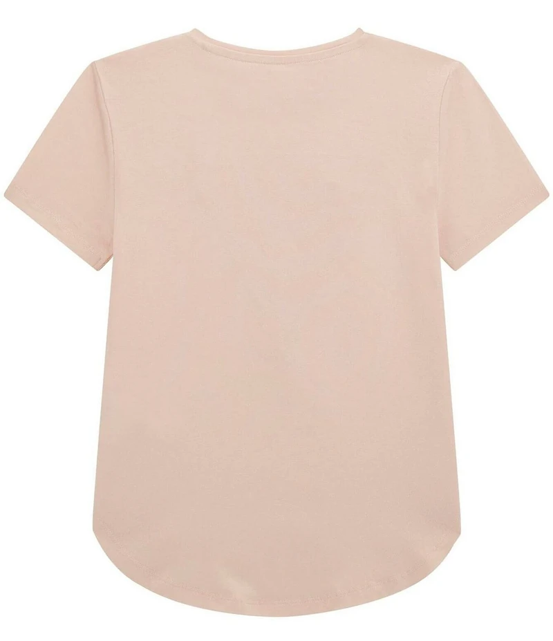 Guess Big Girls Short Sleeve High Low Mixed Media Graphic Logo T-Shirt