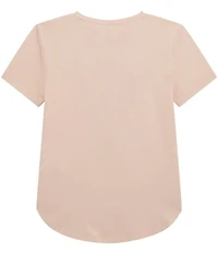 Guess Big Girls Short Sleeve High Low Mixed Media Graphic Logo T-Shirt