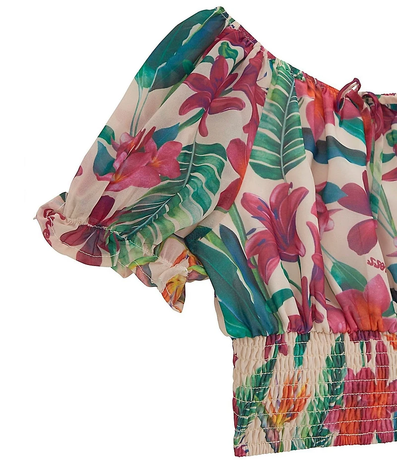 Guess Big Girls Short Sleeve Printed Chiffon Top