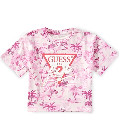 Guess Big Girls Short-Sleeve Sparkle Logo T-Shirt