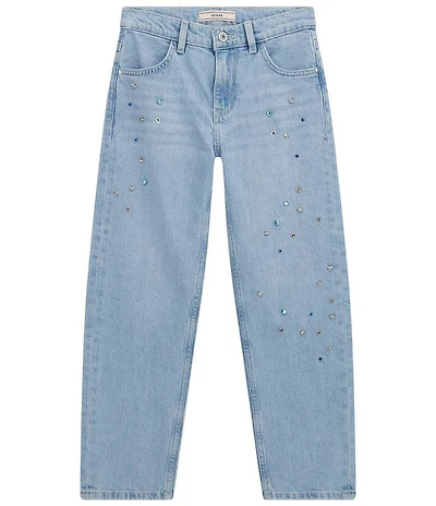 Guess Big Girls Comfort Rhinestone Straight Leg Stretch Denim Jeans