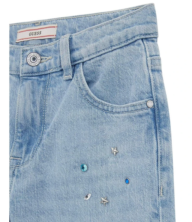 Guess Big Girls Comfort Rhinestone Straight Leg Stretch Denim Jeans
