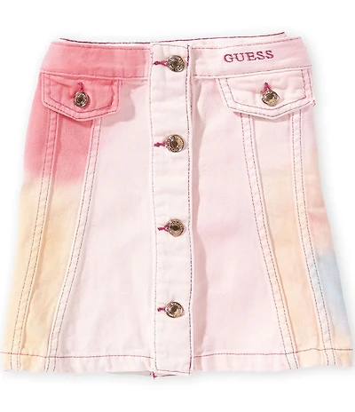 Guess Big Girls Allover Color Block Printed Cargo Bull Denim Skirt