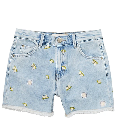 Guess Big Girls Cotton Floral Embroidered Denim Shorts