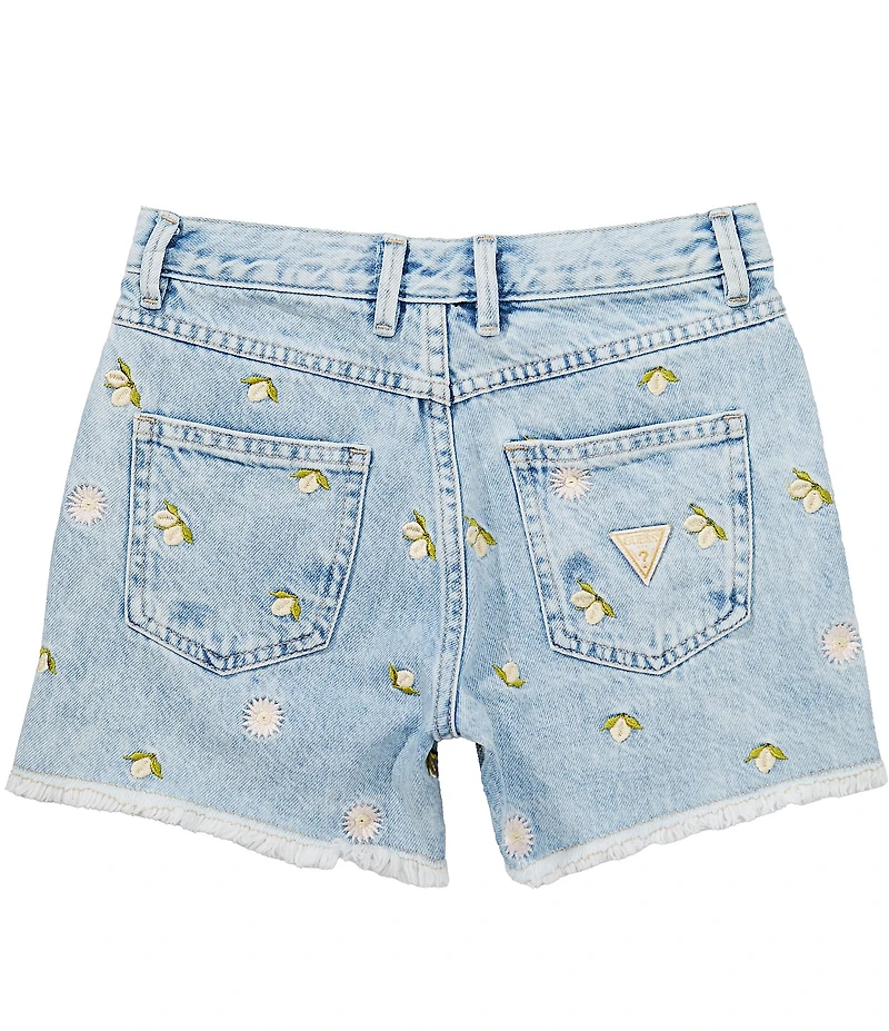 Guess Big Girls Cotton Floral Embroidered Denim Shorts