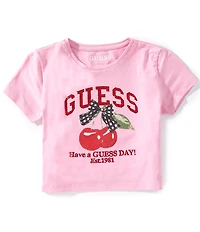 Guess Big Girls Heat-Sealed Rhinestone-Embellished Cherry Screenprinted T-Shirt