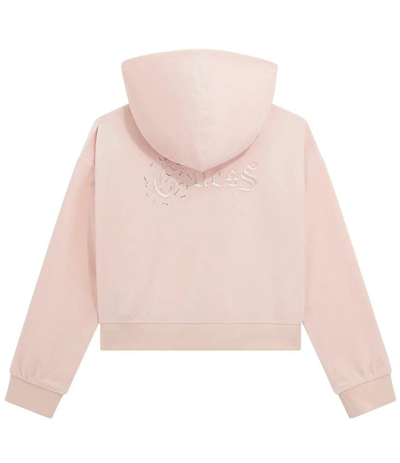 Guess Big Girls Long-Sleeve Active Hooded Velour Jacket