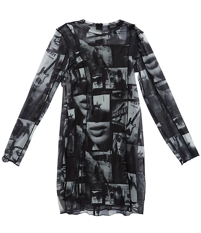 Guess Big Girls Mesh Long-Sleeve Printed Mesh Dress