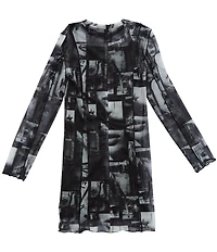 Guess Big Girls Mesh Long-Sleeve Printed Mesh Dress