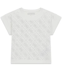 Guess Big Girls Rhinestone Bow Shot-Sleeve Organic Cotton T-Shirt