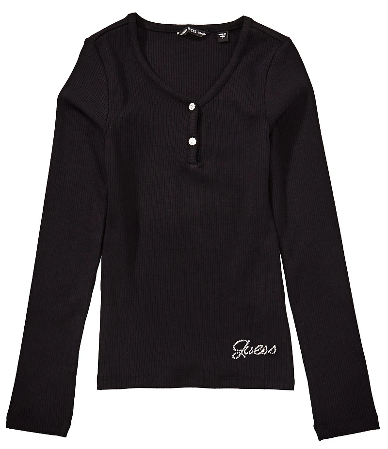 Guess Big Girls Rib Long Sleeve Mini Me T-Shirt