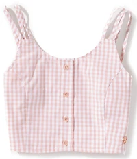 Guess Big Girls Vichy Sweetheart Neckline Sleeveless Tank Top