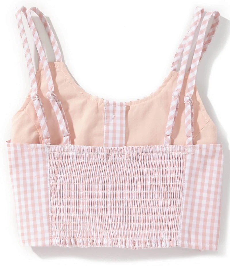 Guess Big Girls Vichy Sweetheart Neckline Sleeveless Tank Top