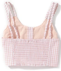 Guess Big Girls Vichy Sweetheart Neckline Sleeveless Tank Top