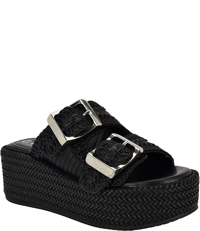 Guess Binks Raffia Platform Slides