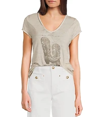 Guess Bling Boots Burnout Short Sleeve T-Shirt