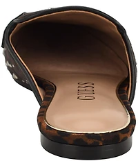 Guess Bommiyaa Leopard Print Rhinestone Logo Hardware Mules