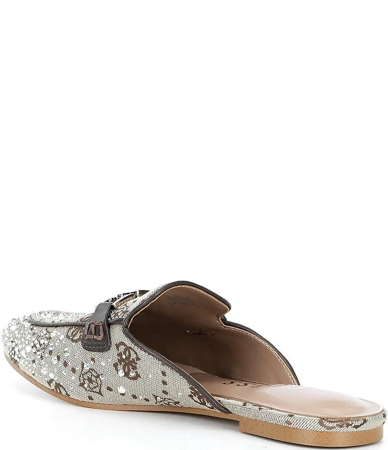 Guess Bommiyaa Logo Print Rhinestone Hardware Mules