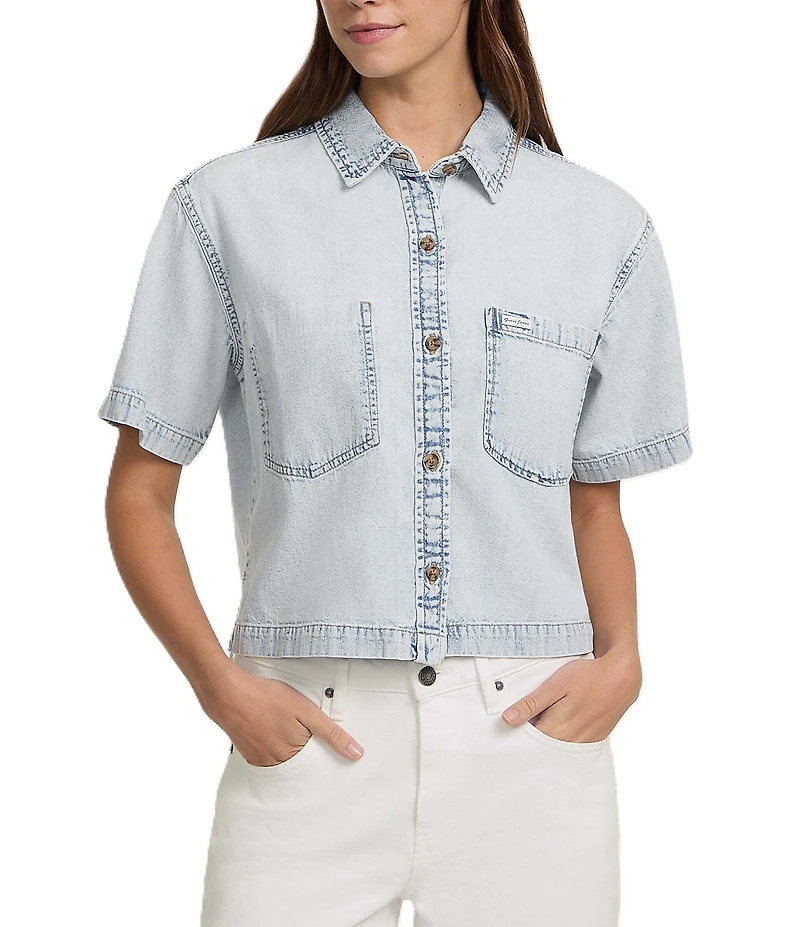 Guess Boxy Short Sleeve Denim Shirt