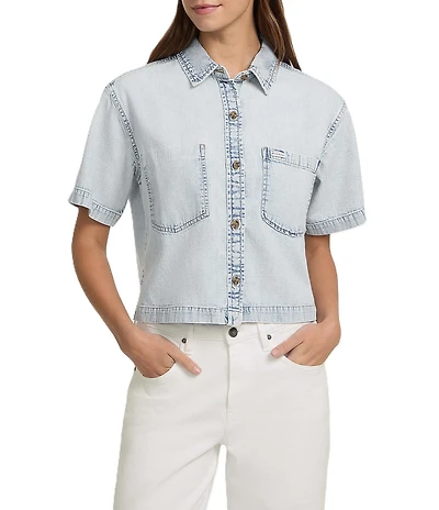 Guess Boxy Short Sleeve Denim Shirt
