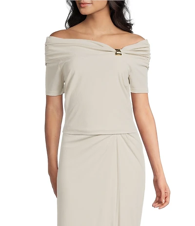 Guess Brigitte Off-the-Shoulder Ribbed Knit Coordinating Top