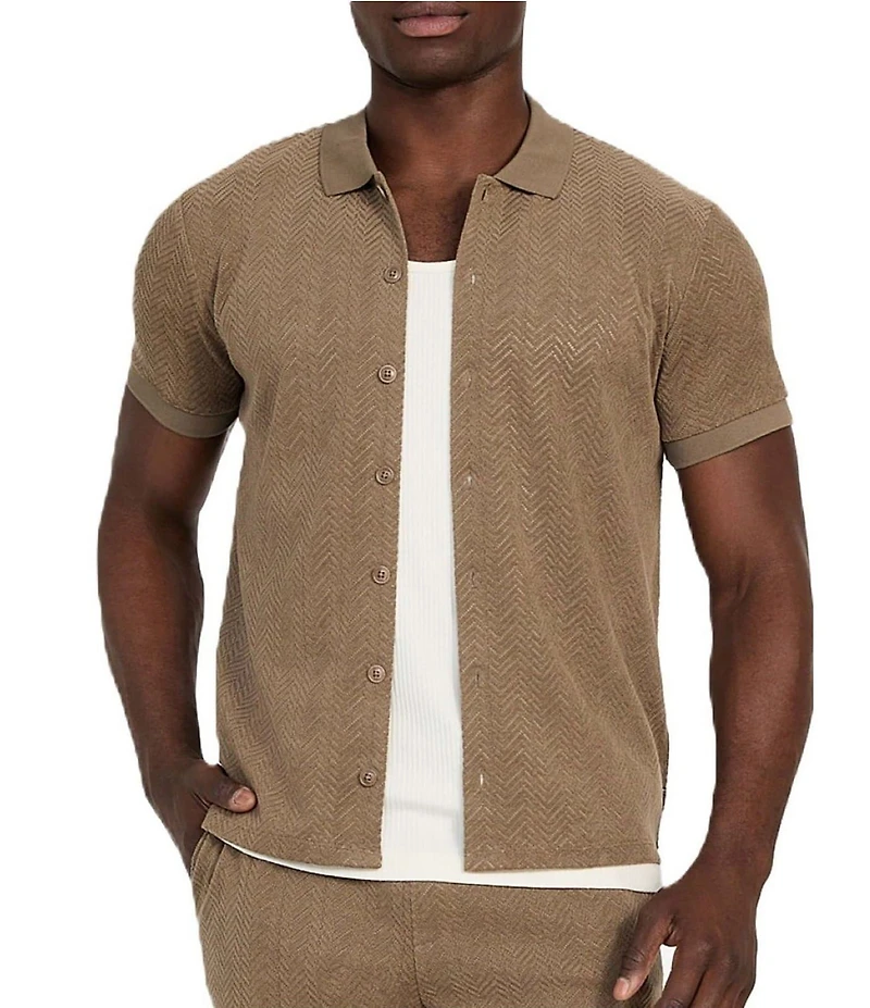 Guess Calvin Chevron Short Sleeve Knit Shirt