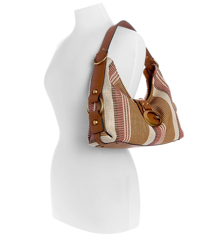 Guess Camden Canvas Stripe Shoulder Bag