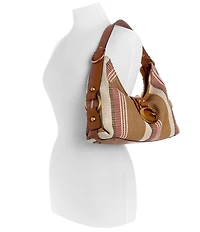 Guess Camden Mini Canvas Striped Shoulder Bag