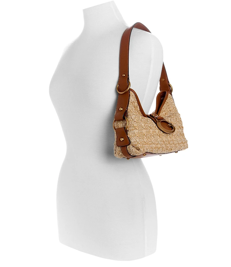 Guess Camden Raffia Woven Mini Shoulder Bag