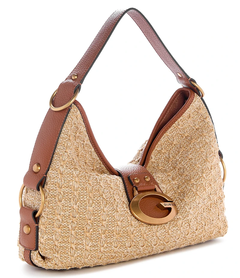 Guess Camden Raffia Woven Shoulder Bag
