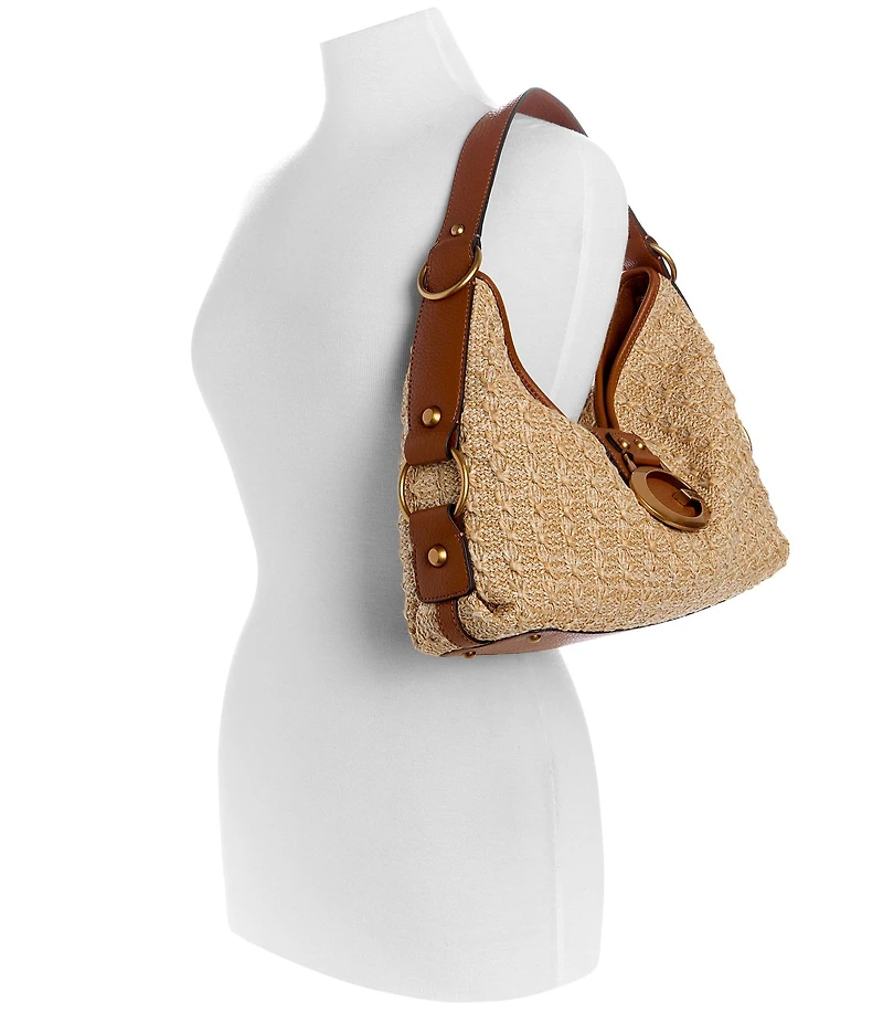 Guess Camden Raffia Woven Shoulder Bag